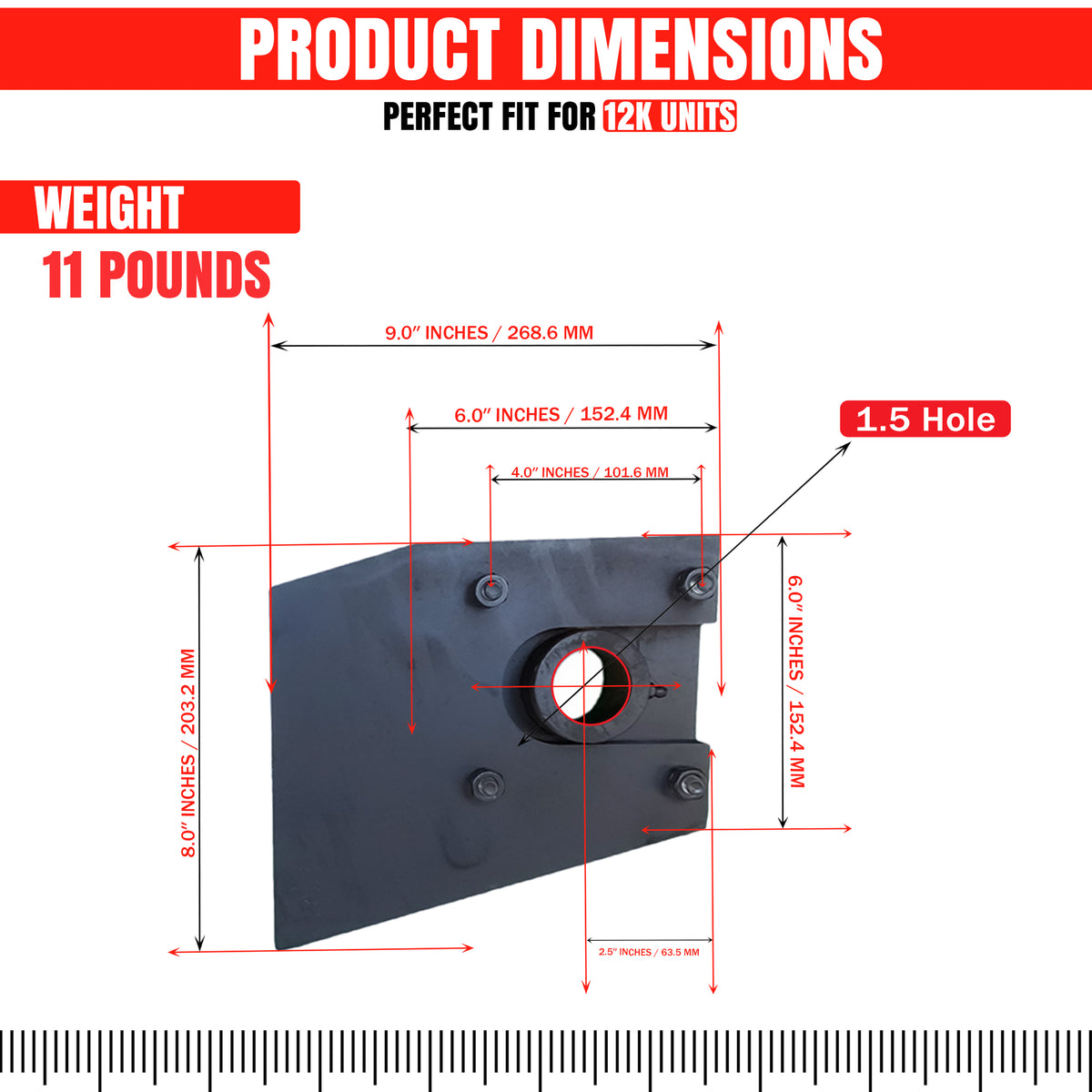 Telescopic Top Brackets for hydraulic dump beds, shown as black metal pieces with secure attachment points, enhancing telescopic cylinder performance for 7k and 12k kits.