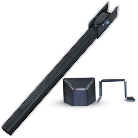 Safety Prop Arm Kit for Dump Bed System showing a metal bar with a bent tip and square piece, essential for hydraulic dump bed stability.