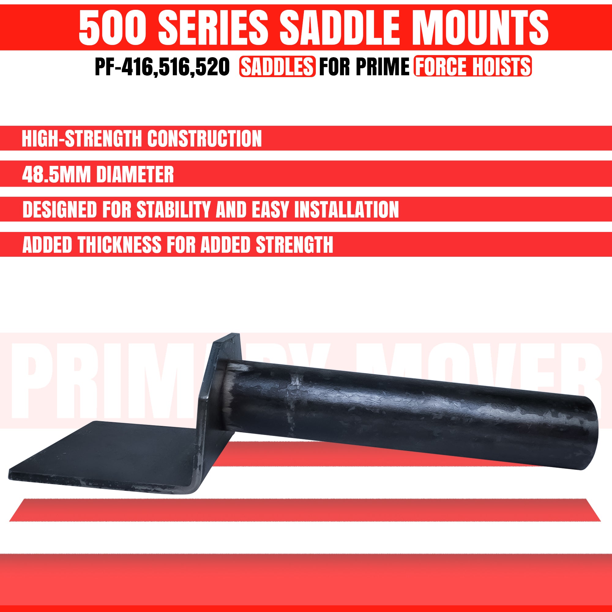 Hoist Hardware 500 Series Dump Bed Kit Saddles (Lower) shown, designed for truck and trailer hydraulic kits, ensuring robust stability and reliable performance.