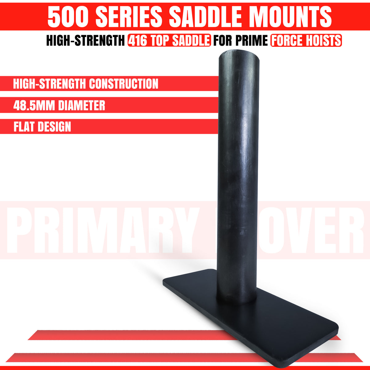 Prime Force 500 Series Upper Hoist Hardware for dump bed kits, featuring a sturdy black cylinder design for truck and trailer hydraulic systems.