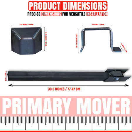 Safety Prop Arm Kit for Dump Bed System, featuring a black metal bar and components for welding installation to ensure hydraulic dump bed stability during maintenance.