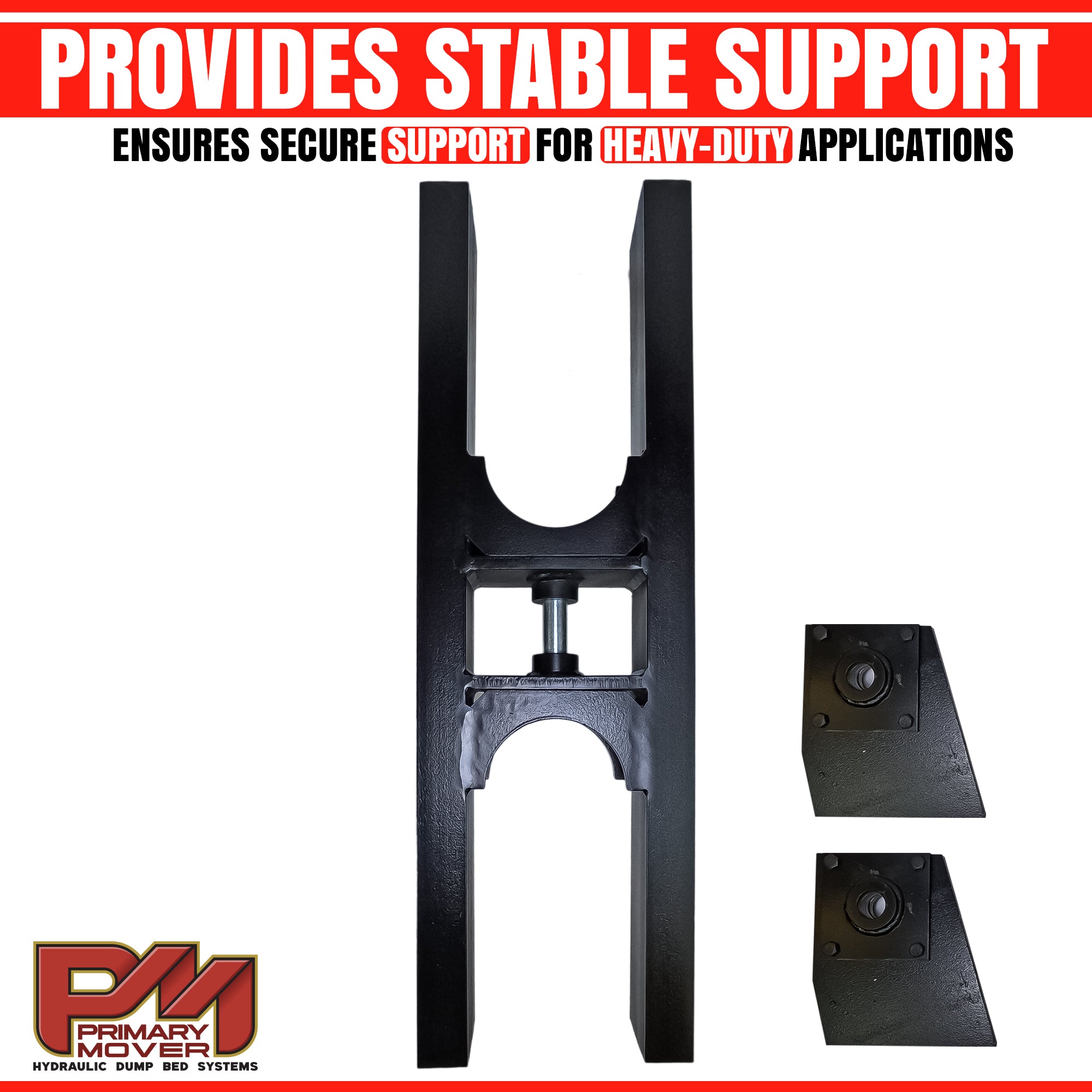 Telescopic H Bracket: A high-strength black metal support device with multiple holes, designed for stability and durability in hydraulic dump bed systems.