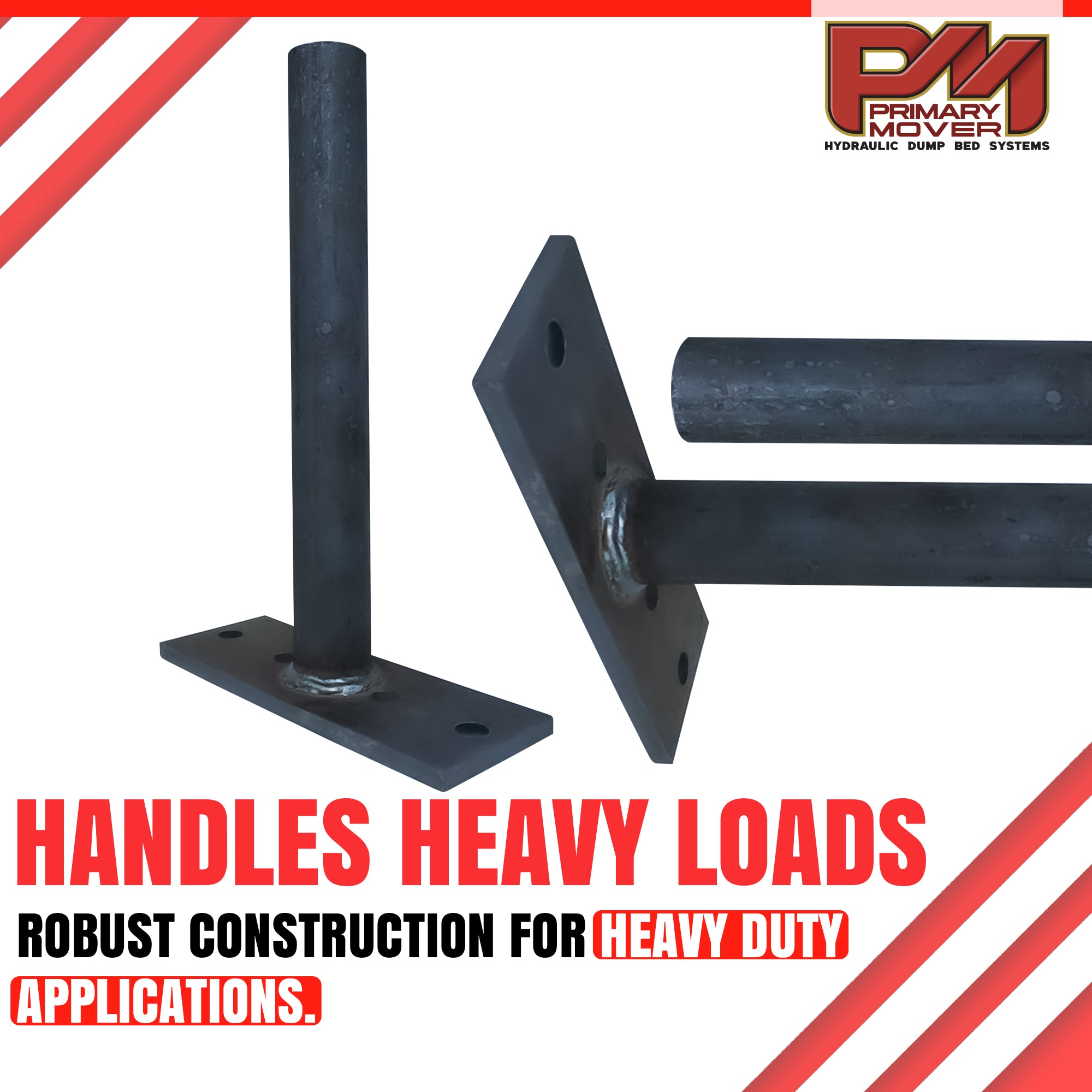 Hoist Hardware 300 Series Dump Bed Kit (Upper) Single Unit - Close-up of durable metal components designed for truck and trailer hydraulic systems.