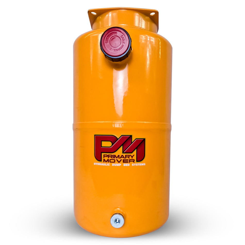 8 Quart Metal Round Hydraulic Reservoir Tank with plug and breather caps. High-quality steel construction for durability. Precision measurements for versatile hydraulic system compatibility.