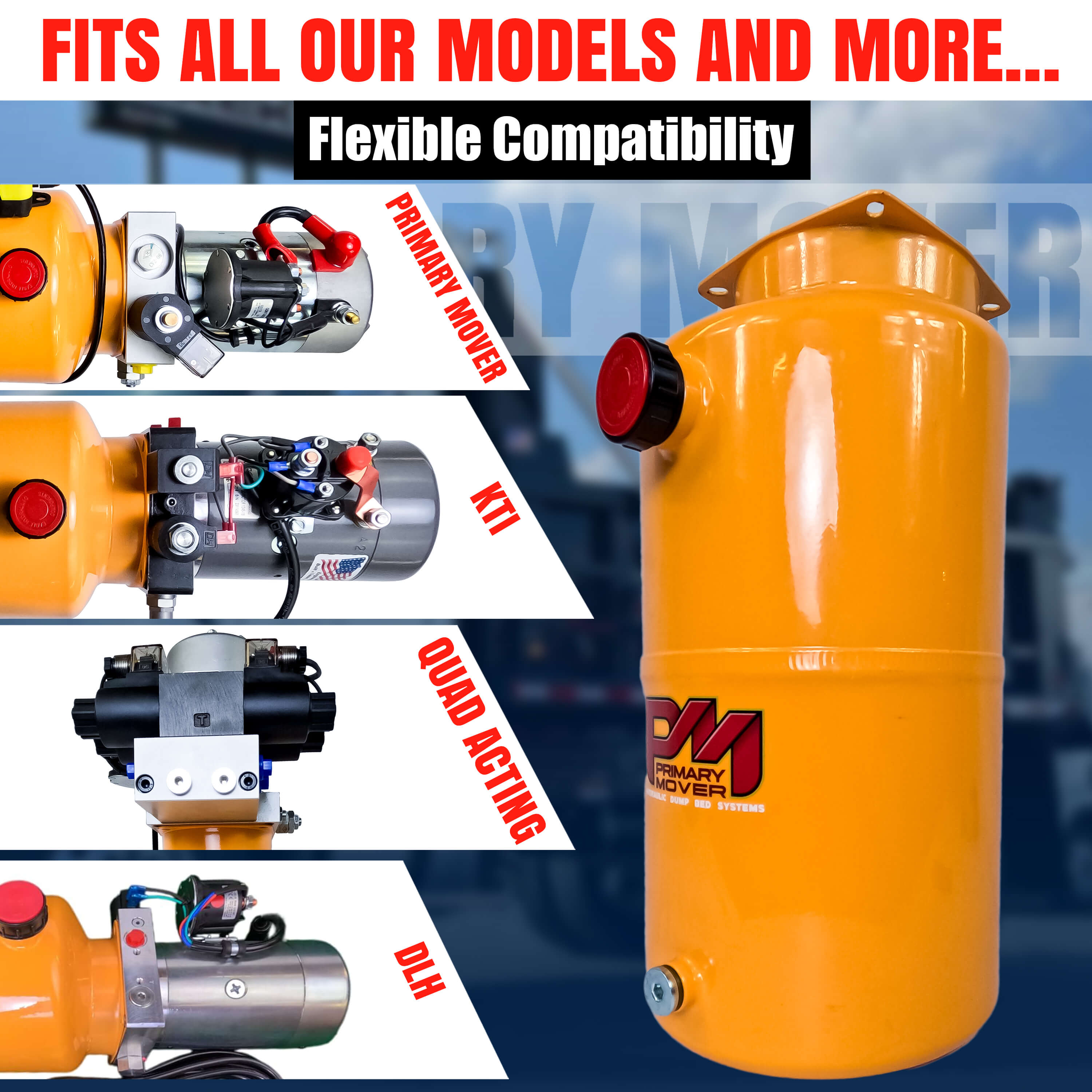 8 Quart Metal Round Hydraulic Reservoir Tank with plug and breather caps. Durable steel construction, precise measurements for versatile hydraulic system compatibility. Dimensions: 14.5 L x 7 W x 8.5 H.