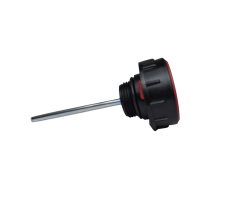 Primary Mover Reservoir Oil Dipstick Replacement, a durable tool for accurate oil level readings in hydraulic tanks, shown in close-up with a black and red handle.