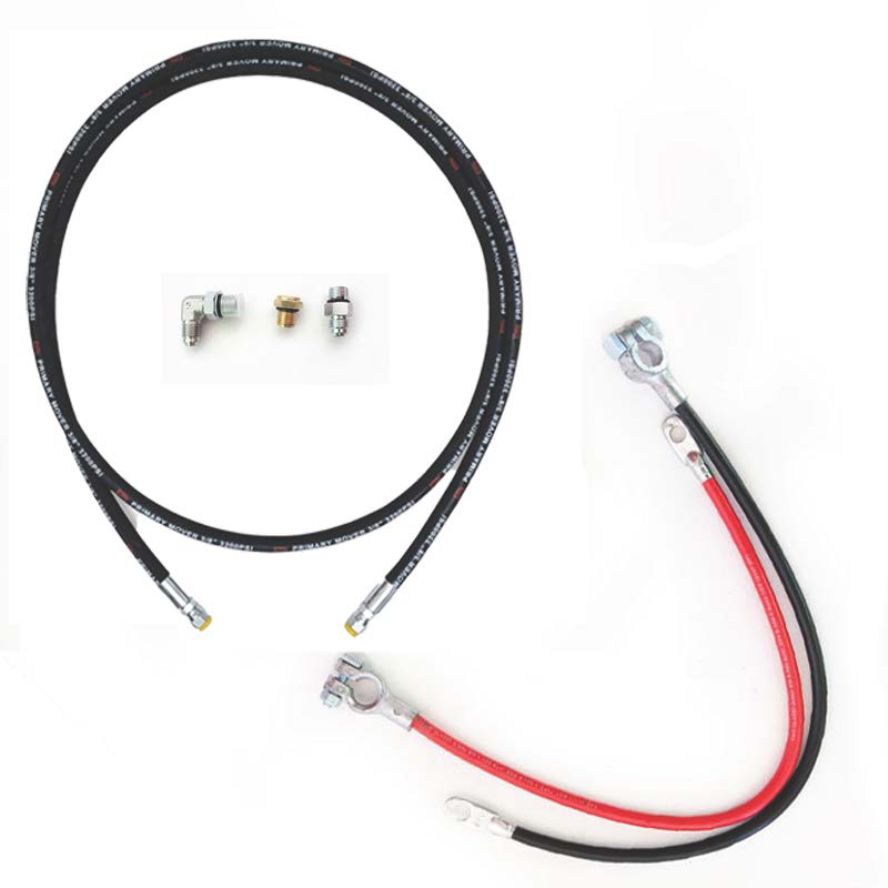 Single Acting Pump 1/2 Hose Kit featuring black and red cables with metal connectors, suitable for high flow hydraulic power units.