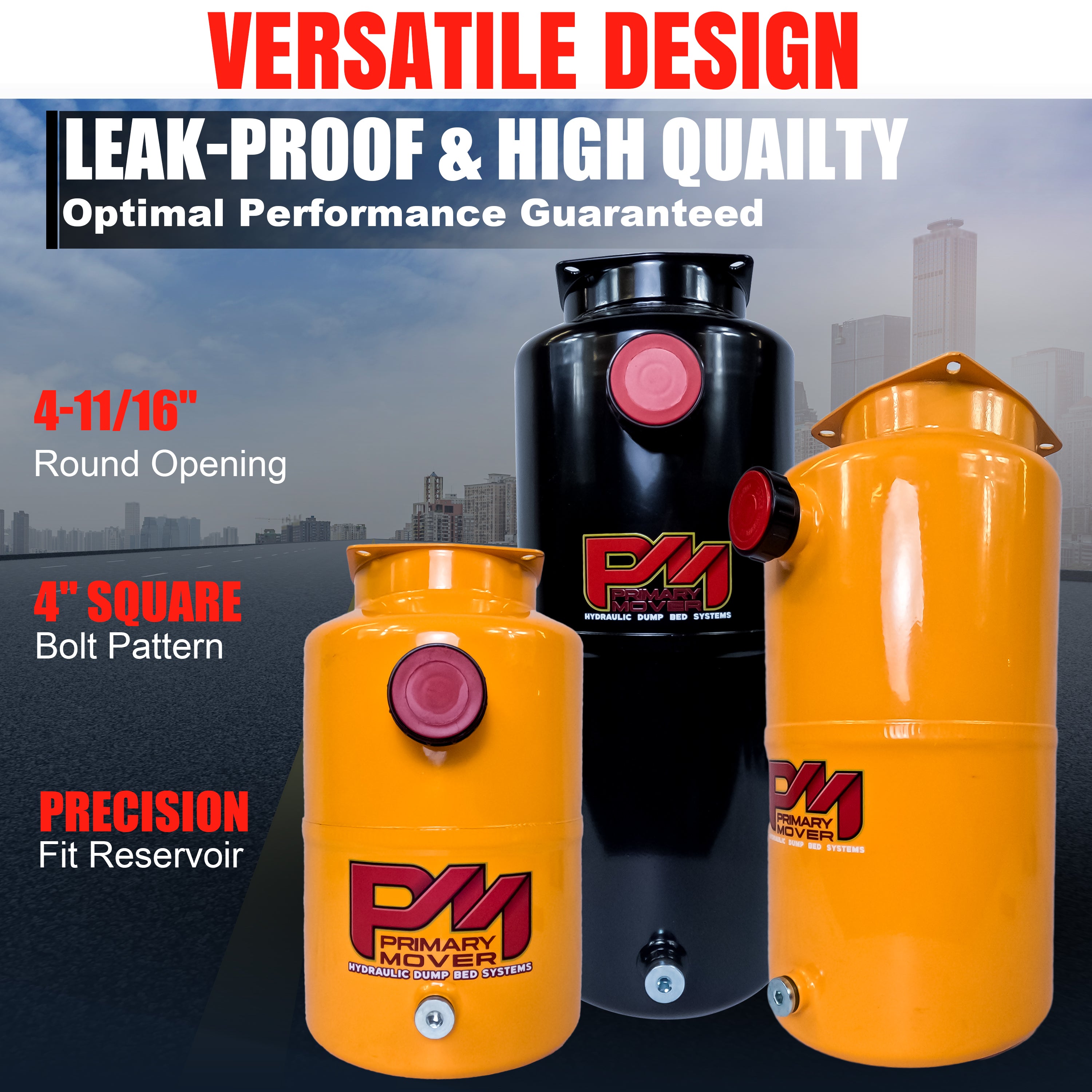 8-quart steel hydraulic reservoir with plug and breather caps. Precision measurements for compatibility with various hydraulic systems. Durable steel construction for long-lasting performance. Dimensions: 14.5 L x 7 W x 8.5 H. Will work with any KTI 12Vdc
